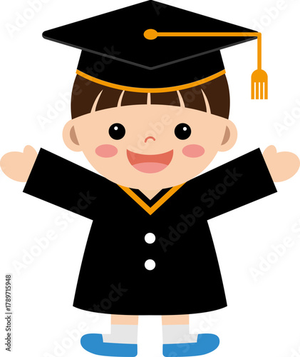 졸업가운을 입은 남자아이