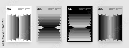 Ribbed monochrome gradient for flyer, poster, cover, banner or background. Template with blended shapes texture for events, companies or business. 