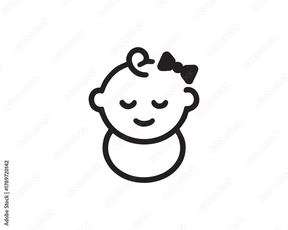 Fototapeta premium Baby girl icon vector design art illustration.