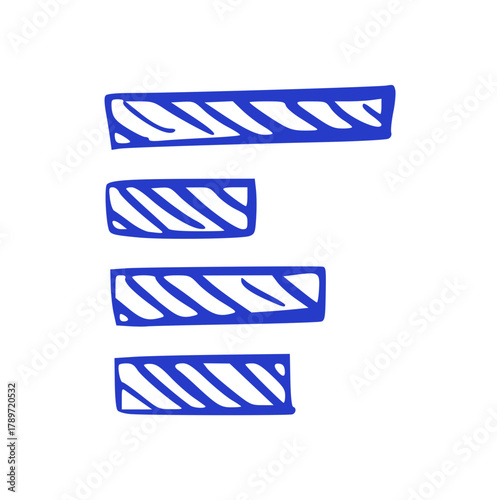 Hand Drawn Horizontal Bar Chart Doodle Icon: Simple Blue Sketch Vector Illustration of Data Comparison, Business Statistics, Finance Analysis, and Result Report