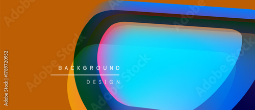 Abstract colorful layers create dynamic visual effect. Orange backdrop contrasts vibrant blue, green hues. Modern design element.