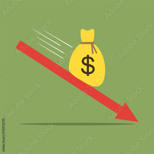  Money Bag on Arrow Graphs Fall Down.
