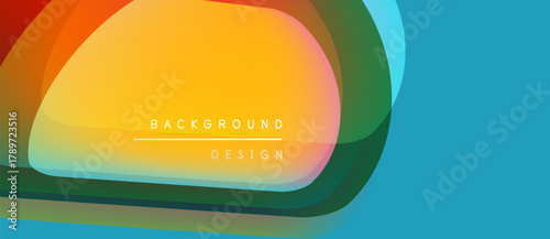 Abstract colorful design. Overlapping shapes create dynamic visual effect. Text reads background design in center. Bright hues dominate composition.