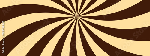 Cream chocolate swirl pattern with milk caramel spiral texture and bright vector bg. Retro vortex design forms circular burst for candy theme background.