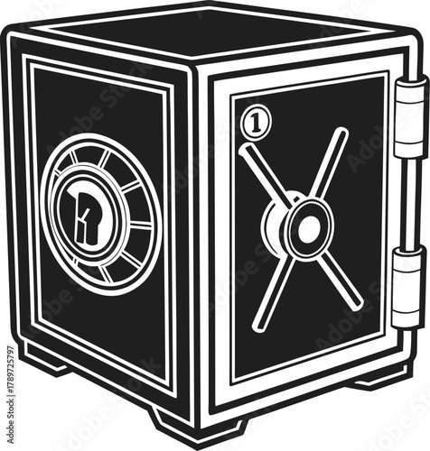 bank safe with dollar sign