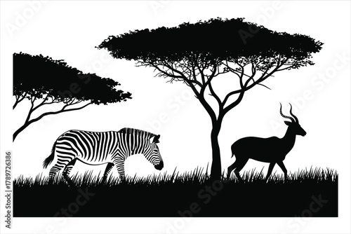 African Savanna Zebra Antelope Scene
