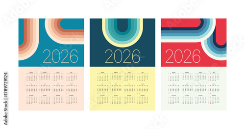 Monthly calendar 2026 week start Sunday corporate design template vector, wall desk calendar in a minimalist style