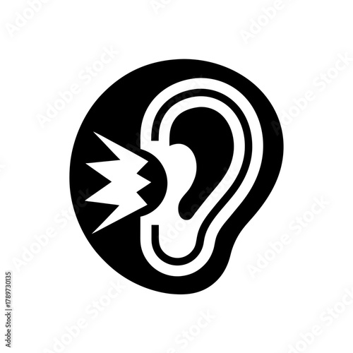 Illustration of an ear with sound waves approaching it on transparent background