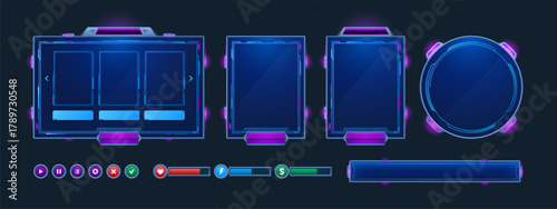 Game frames and buttons in sci fi style