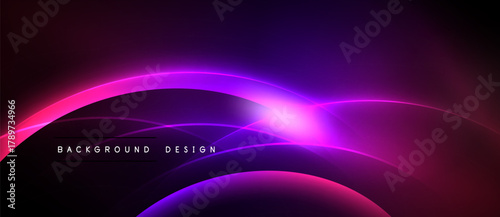 Abstract purple waves create dynamic background. Bright light accentuates curves, offering modern visual appeal. Smooth gradients define shapes.