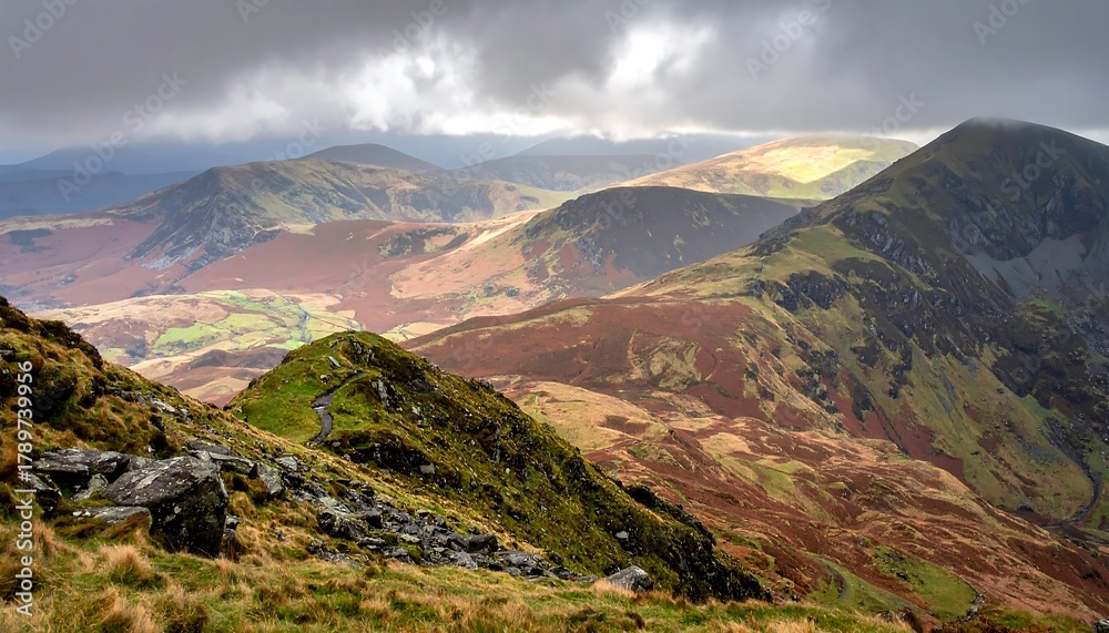 Fototapeta premium Dramatic Mountain Landscape in the Lake District National Park.