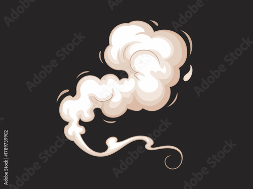 This charming illustration of smoke on a black background exudes elegance and sophistication, perfect for evoking mystery and creativity in various artistic projects.