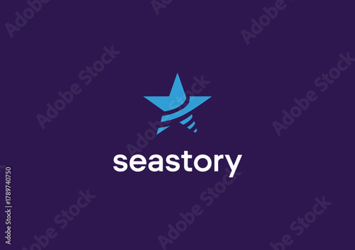 A sleek logo design featuring a star image paired with the brand name 'seastory', embodying creativity and a nautical theme for a captivating visual identity.