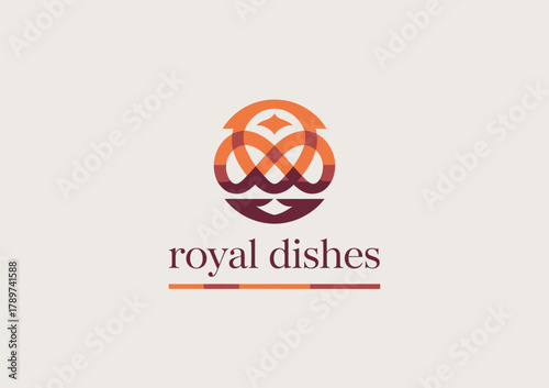 An intricate logo design symbolizing elegance and grandeur, reflecting the high-end culinary experience offered by the Royal Dishes brand.