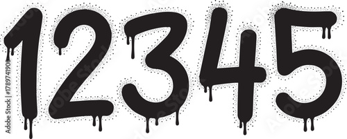 Numbers 12345 drip graffiti