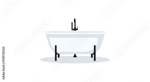 Modern freestanding bathtub with sleek black faucet, perfect for luxurious bathroom renovations and spa design concepts