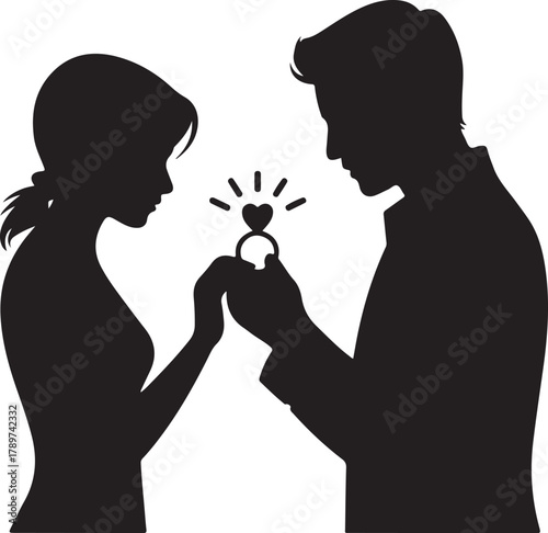 Man proposing with ring silhouette icon wedding proposal engagement symbol