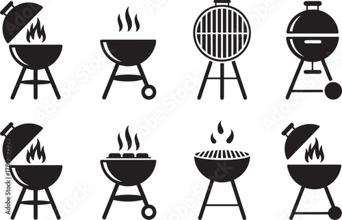 Barbecue grill icons set