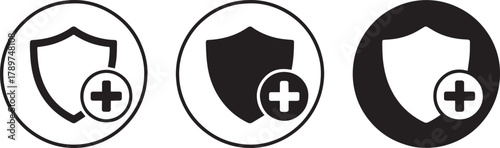 Shield add icon set