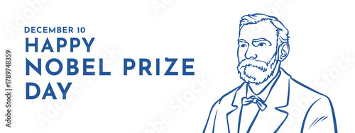 Εκτύπωση καμβά Nobel Prize Day graphic with Alfred Nobel's portrait, isolated, PNG