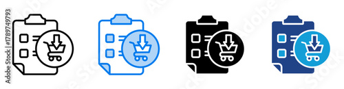 Purchase order icon set multiple style collection