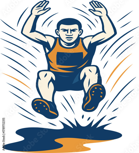 Man mid jump in athletic competition athlete jumping