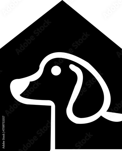 Dog house or doghouse kennel flat vector icon for pet apps and websites, Black silhouette dog animal house vector illustration, isolated on transparent background