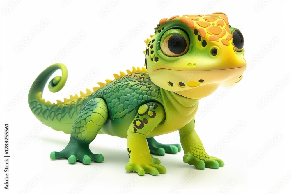 Fototapeta premium Adorable Cartoon Lizard with Big Eyes