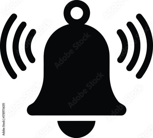 A ringing bell icon representing an alert, notification, or alarm, often used in digital interfaces for important updates, reminders, and urgent messages with sound waves.