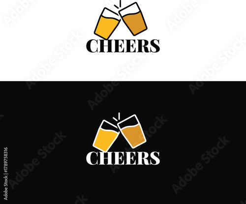 Cheers Beer Clinking Glasses Logo - Celebration, Bar, and Drink Toast Icon
