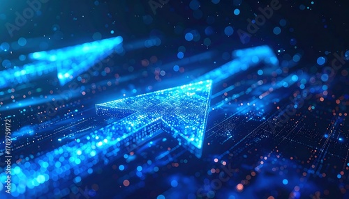 Digital Arrows Pointing Upward in a Technological Environment.