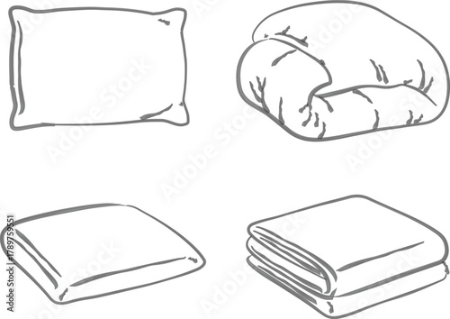 Bedding essentials icon strip pillow comforter sheets