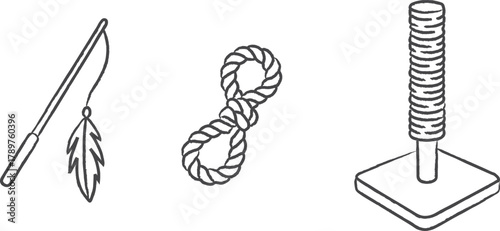 Pet playthings feather teaser rope and post