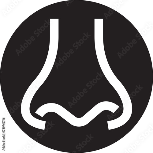 Human nose icon in flat medical, anatomy and cosmetic style. Vector illustration for healthcare, smell, respiration, allergy and beauty design concept isolated on transparent background.