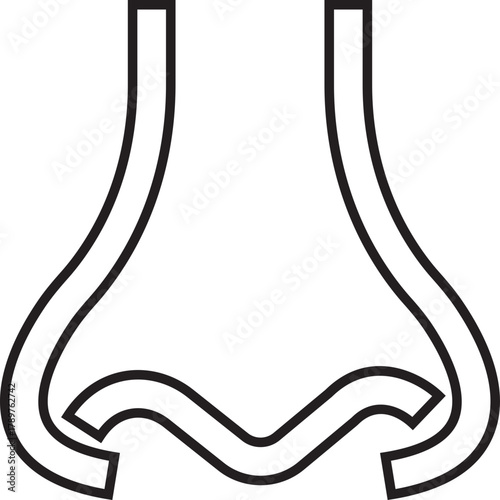 Human nose icon in line medical, anatomy and cosmetic style. Vector illustration for healthcare, smell, respiration, allergy and beauty design concept isolated on transparent background.