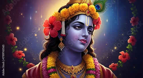 Khrisna with flower accessories, made by Ai