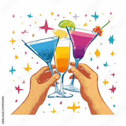 Hand holding a cold martini glass with a lemon garnish, perfect for a summer cocktail party celebration at a bar