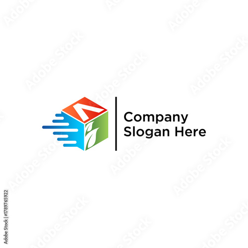 concept letter A speed box leaf logo design vector template