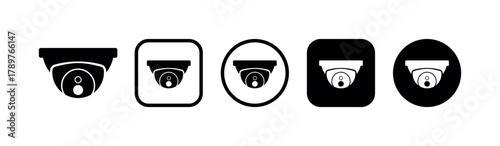 Surveillance CCTV Dome Icon, Security Camera Vector, Video Monitoring Symbol, Badge for Home and Business