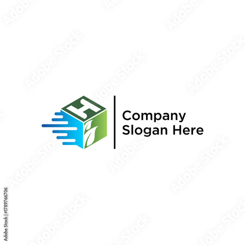 concept letter H speed box leaf logo design vector template