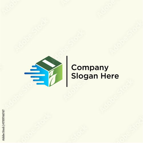 concept letter I speed box leaf logo design vector template