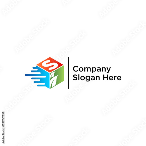 concept letter S speed box leaf logo design vector template