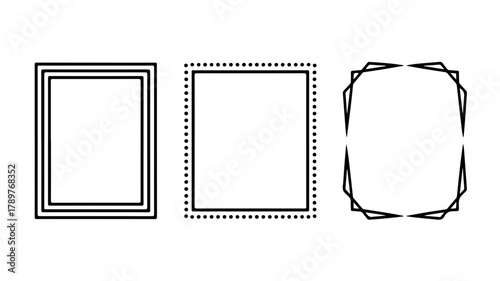 Set of three minimalist black frames, perfect for adding a touch of modern elegance to your designs, invitations, or social media posts, enhancing visual appeal