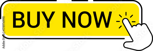Shopping Cart Buy Now Button. Click Here Button. Buy now red button with hand cursor. Button hand pointer clicking. Click here banner. Online shopping. 