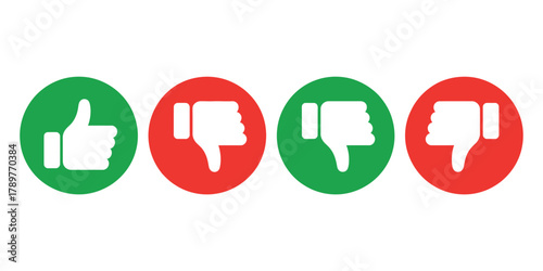 Four oval icons showing thumbs up and thumbs down symbols