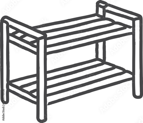 Two tier shoe rack perspective view