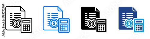 Budgeting icon set multiple style collection