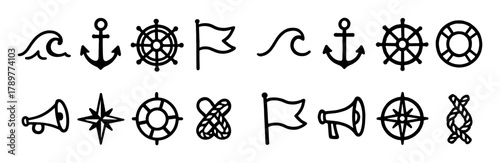 Ferry Crossing Doodle Icons