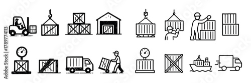 Dry Cargo Transport Icons