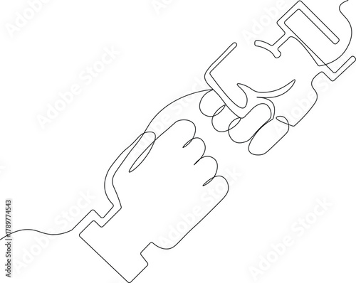 Continuous one line drawing of bro fist bump or pound lineart hands. Concept of brother giving a punch. Minimalist vector illustration showing friendship and support